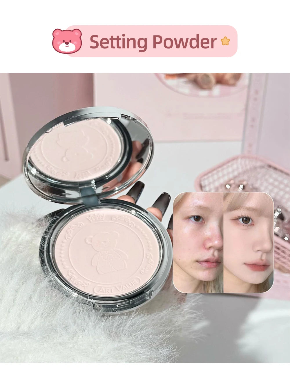 Kit de Maquiagem Completo 7 Peças Art Value – Batons Matte, Pó Compacto, Blush, Paleta de Sombras e Colar
