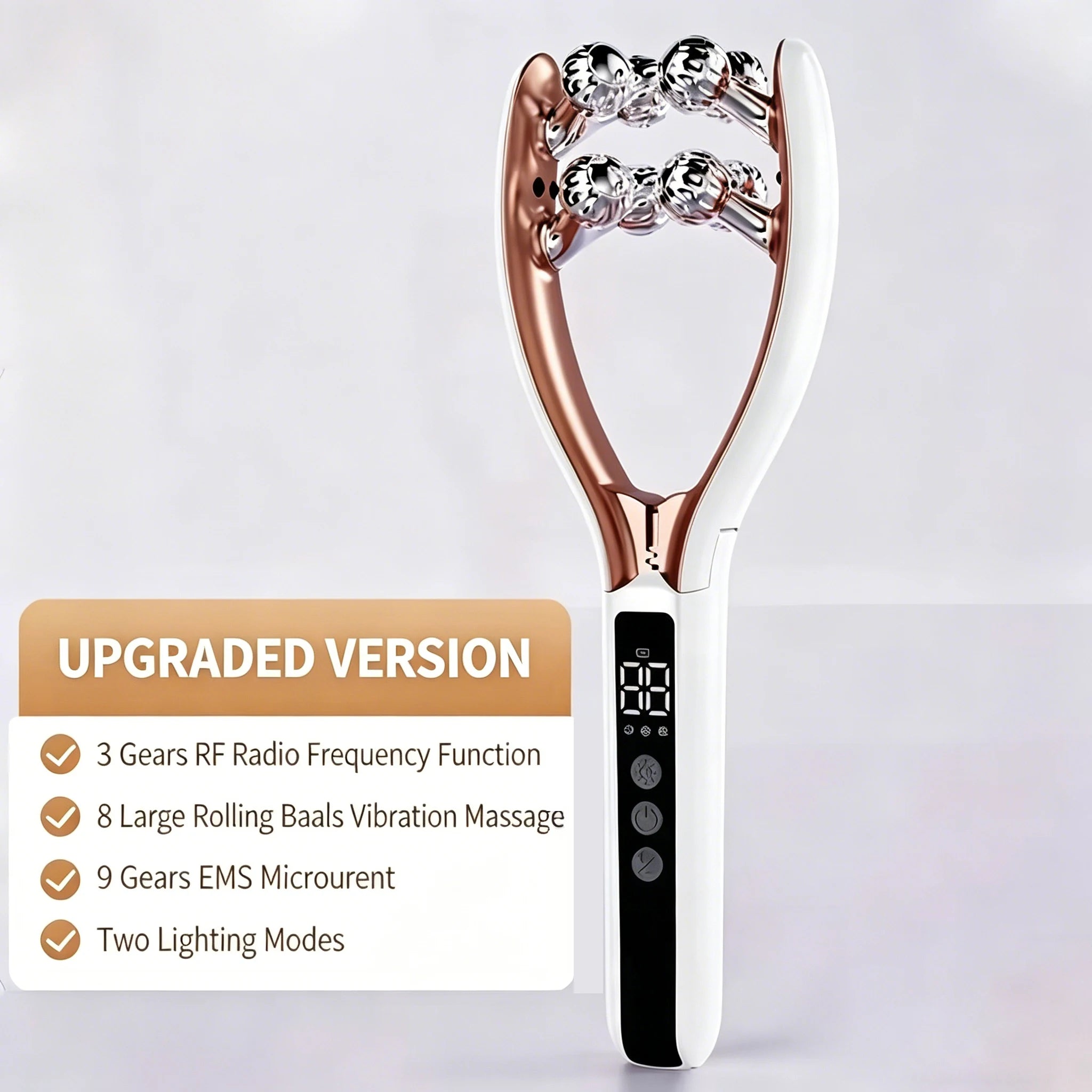 Massageador Facial Elétrico com Microcorrente, Vibração e Luz LED