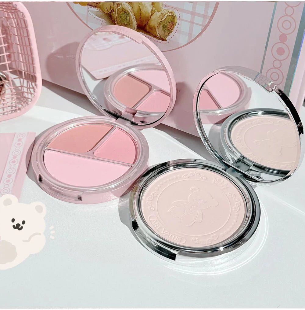 Kit de Maquiagem Completo 7 Peças Art Value – Batons Matte, Pó Compacto, Blush, Paleta de Sombras e Colar