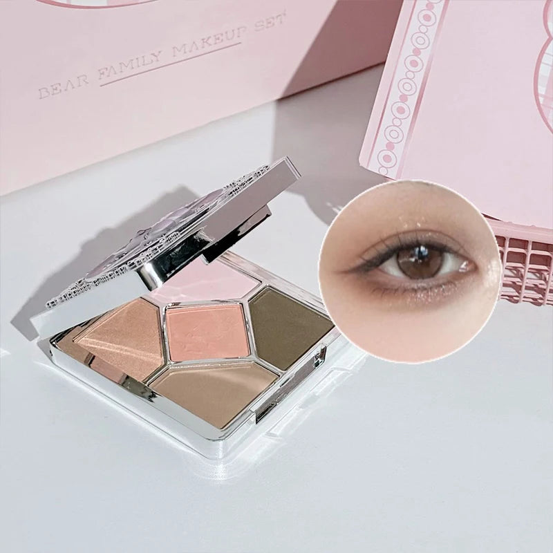 Kit de Maquiagem Completo 7 Peças Art Value – Batons Matte, Pó Compacto, Blush, Paleta de Sombras e Colar