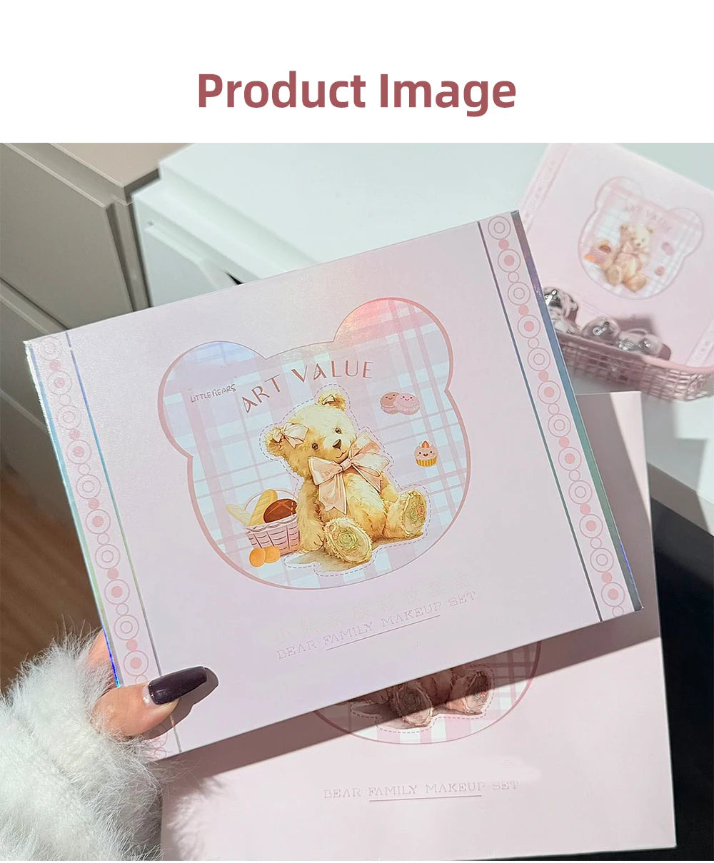Kit de Maquiagem Completo 7 Peças Art Value – Batons Matte, Pó Compacto, Blush, Paleta de Sombras e Colar