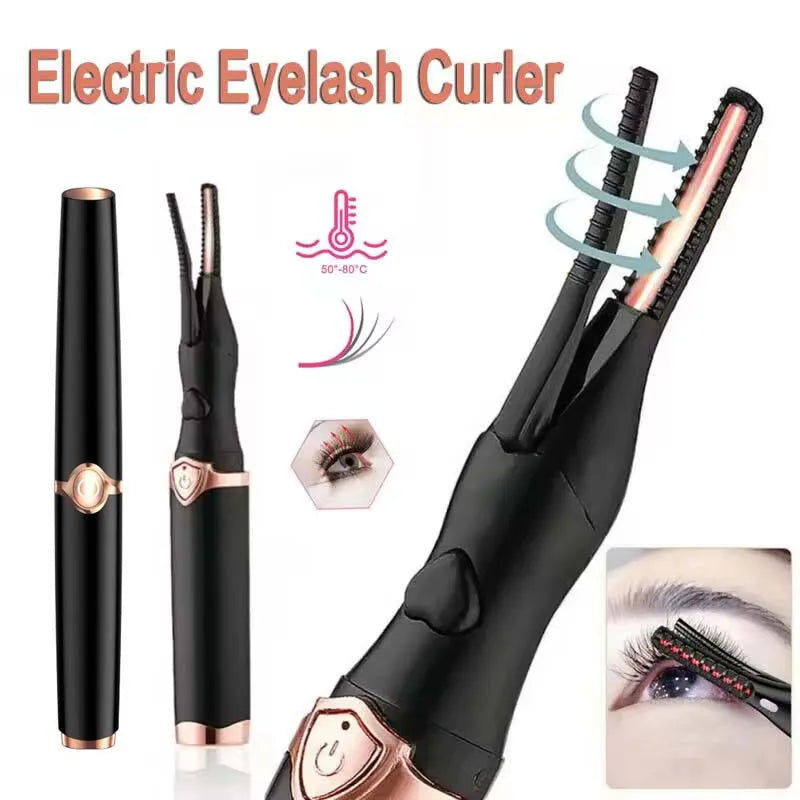 Curvador de Cílios Elétrico Aquecido 2 em 1 USB – Modelador com 3 Temperaturas e Efeito Duradouro
