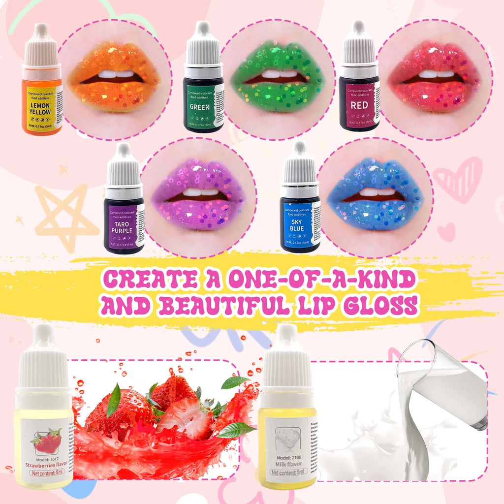 Kit Faça Seu Próprio Lip Gloss 70 Peças