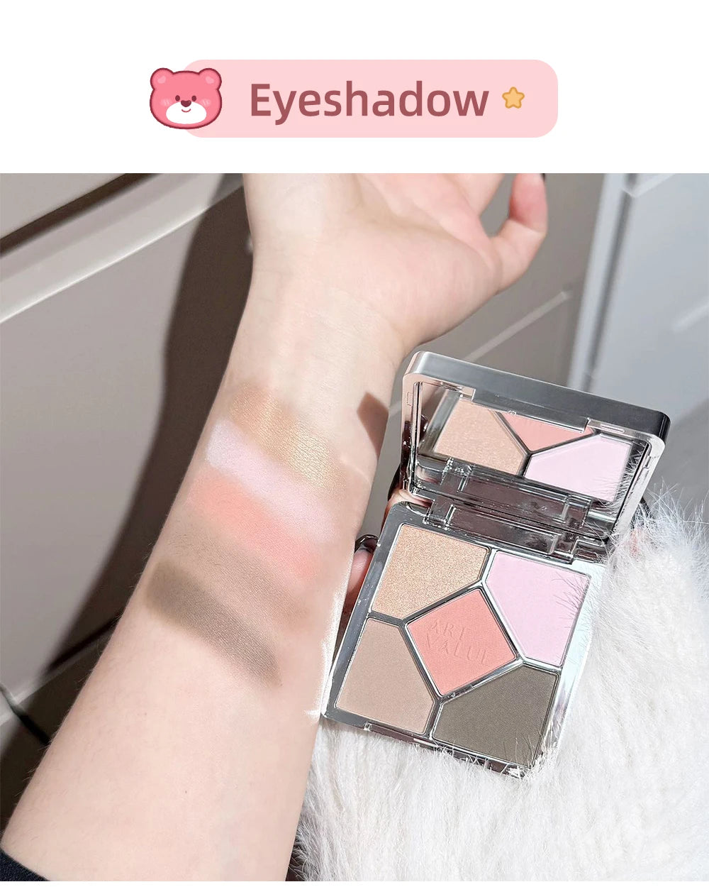 Kit de Maquiagem Completo 7 Peças Art Value – Batons Matte, Pó Compacto, Blush, Paleta de Sombras e Colar