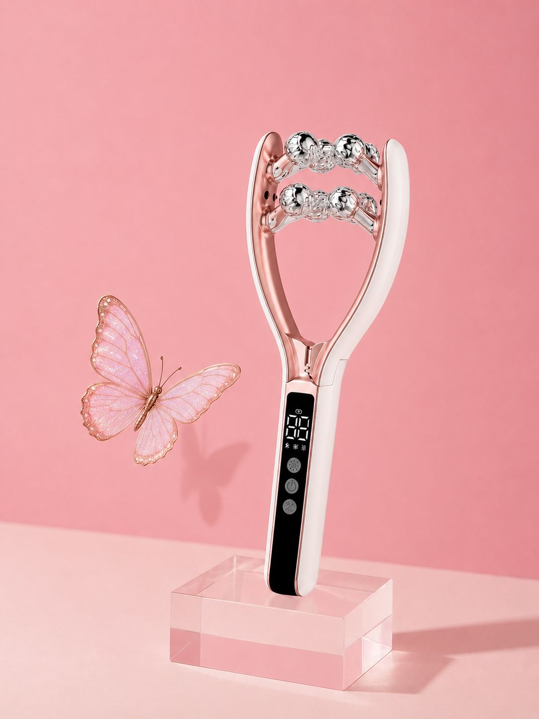 Massageador Facial Elétrico com Microcorrente, Vibração e Luz LED